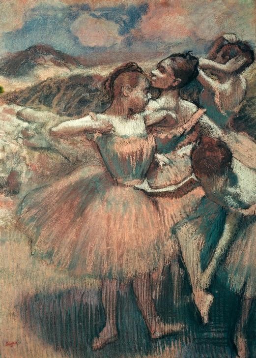 Edgar Degas, Danseuses, jupes saumon (Ballett,Kunst,Musik,Tänzerin,Tanz,Theater,Impressionismus,Französische Kunst,Jahrhundertwende,Tutu (Ballett))