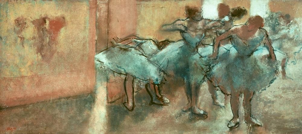 Edgar Degas, Danseuses au foyer (Ballett,Kunst,Musik,Tänzerin,Tanz,Theater,Impressionismus,Foyer,Französische Kunst,Tutu (Ballett))