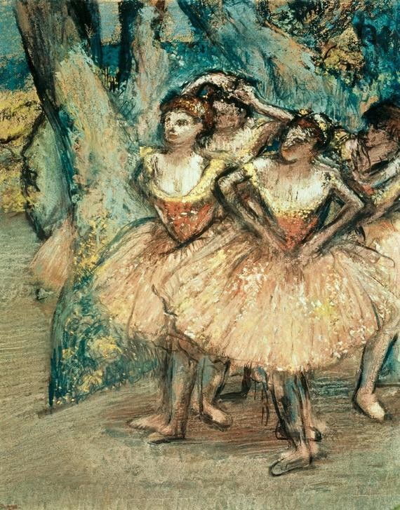 Edgar Degas, Danseuses en rose (Ballett,Bühnenbild,Kunst,Musik,Tänzerin,Tanz,Theater,Impressionismus,Bühne,Französische Kunst,Tutu (Ballett))