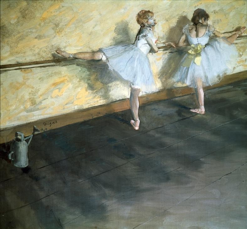 Edgar Degas, Danseuse a la barre (Ballett,Frau,Kunst,Mädchen,Musik,Tänzerin,Tanz,Theater,Impressionismus,Französische Kunst,Training,Junge Frau,Ballettstange,Tutu (Ballett))
