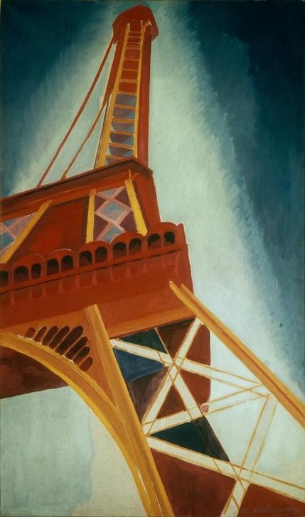 Robert Delaunay, La tour rouge (Architektur,Geographie,Turm,Kubismus,Architekturdarstellung,Französische Kunst,Wahrzeichen,Orphismus,Topographie)