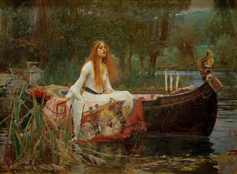 John William Waterhouse, The Lady of Shalott (Ausbruch, Boot, Emanzipation, Frau, Literatur, Tod, Kerze (Licht),Präraffaeliten,  Fluch, Gedicht, Sterben, Klassiker, Wunschgröße)