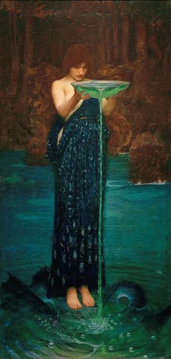 John William Waterhouse, Circe Invidiosa, Circe Poisoning the Sea (Eifersucht,Hexe,Kunst,Mythologie,Meer,Femme Fatale,Gift,Präraffaeliten,Englische Kunst,Viktorianische Kunst,Zauberin,Griechisch-Römische Mythologie,Scylla (Seeungeheuer),Vergiftung,Zauberei, Klassiker, Wunschgröße)