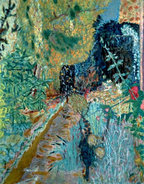 Pierre Bonnard, Der Garten (Malerei, Impressionismus, Landschaft, Garten, Bäume, Pflanzen, Sommer, Wunschgröße, Treppenhaus, Wohnzimmer, Klassische Moderne, bunt)