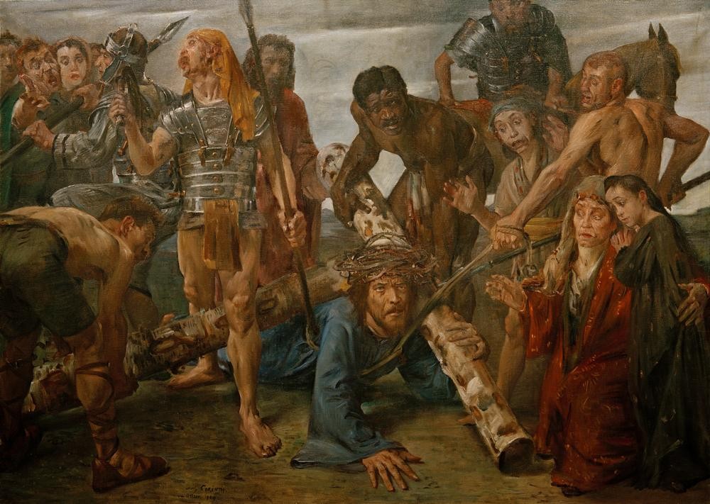 Lovis Corinth, Kreuztragung (Christentum,Deutsche Kunst,Religion,Rüstung (Schutzkleidung),Soldat,Impressionismus,Neues Testament,Bibel,Kreuztragung,Passion Christi,Brustpanzer)