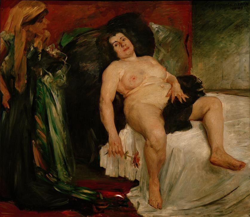 Lovis Corinth, Bathseba (Anemone,Bett,Deutsche Kunst,Dienstboten,Frau,Impressionismus,Altes Testament,Akt,Bibel,Vanitas,David Und Bathseba,Dienerin,Blume,Symbolik)