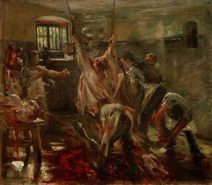 Lovis Corinth, Im Schlachthaus (Arbeit,Blut,Deutsche Kunst,Fleischer,Handwerk Und Gewerbe,Schlachten,Schwein,Impressionismus,Fleisch,Ausweiden,Schlächterei,Handwerk,Gewerbe)