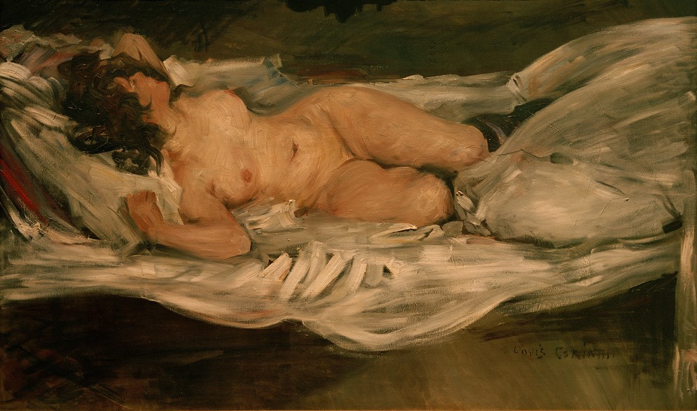Lovis Corinth, Liegender weiblicher Akt (Bett,Deutsche Kunst,Frau,Impressionismus,Akt,Liegen,Schlafen (Schlaf))