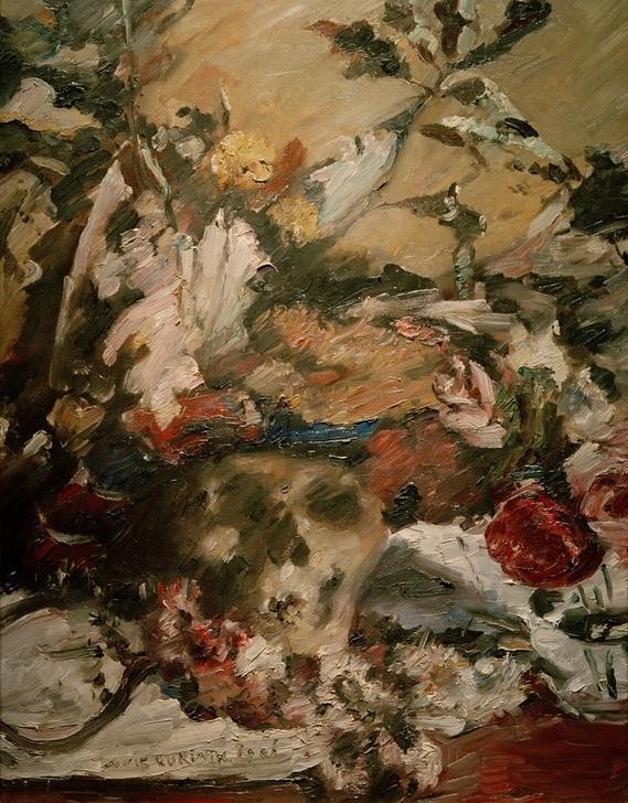Lovis Corinth, Totenkopf mit Eichenlaub (Deutsche Kunst,Kunst,Impressionismus,Stillleben,Vanitas,Totenkopf,Eichenlaub,Symbolik)