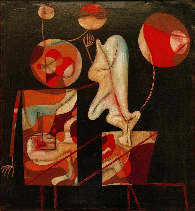 Paul Klee, Marionetten (Bunt auf Schwarz) (Deutsche Kunst,Marionette,Abstrakte Kunst,Schweizerische Kunst,Schwarz,Farbigkeit)