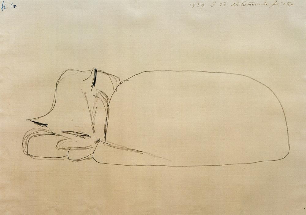 Paul Klee, Schlummernde Katze (Deutsche Kunst,Katze (Tier),Zoologie,Schweizerische Kunst,Haustier,Tierleben,Tier,Schlafen (Schlaf))