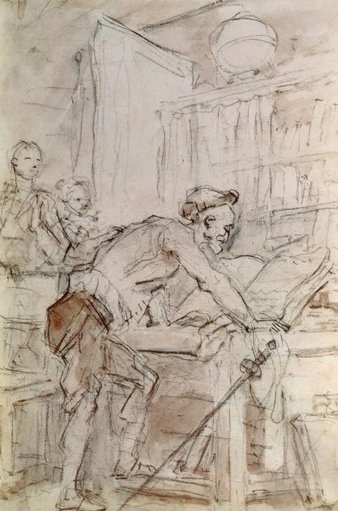 Jean-Honoré Fragonard, Don Quichotte lisant (Bibliothek,Degen,Kunst,Leser,Mann,Barock,Rokoko,Lesen (Allgemein),Französische Kunst,Lesepult)