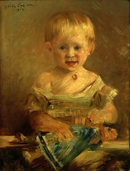 Lovis Corinth, Lotte Roll (Baby,Deutsche Kunst,Kind,Mädchen,Mensch,Schmuck,Impressionismus,Kleinkind,Portrait,Halskette,Sitzen,Jahrhundertwende)