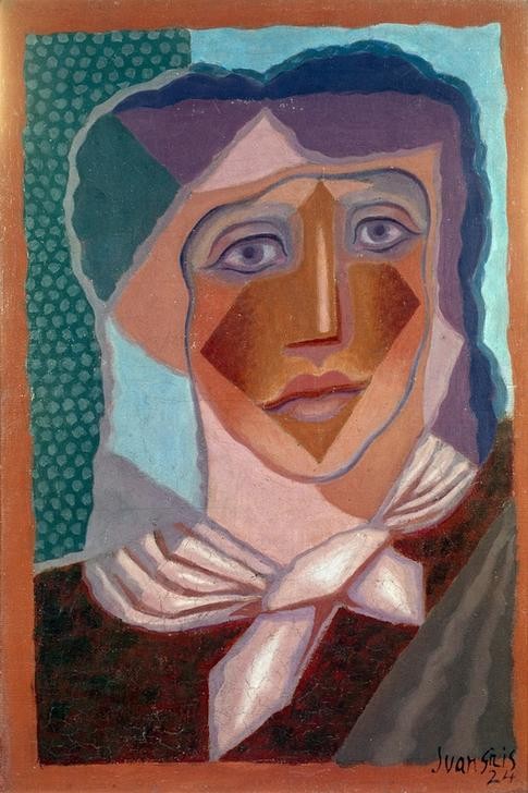 Juan Gris, Frau mit Halstuch, 1924 (Frau, Portrait, Halstuch, Kubismus, Klassische Moderne, Malerei, Wohnzimmer, Wunschgröße, bunt)