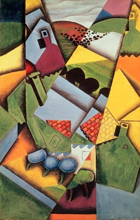 Juan Gris, Maisons à Céret (Haus,Kunst,Landschaft,Kubismus,Spanische Kunst,Architekturdarstellung)