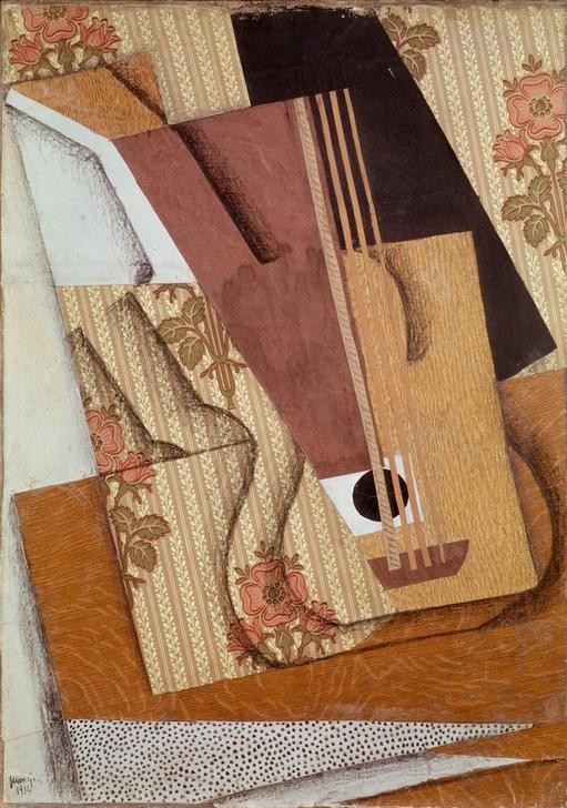 Juan Gris, La guitare (Gitarre,Kunst,Musik,Tapete,Instrument,Kubismus,Stillleben,Spanische Kunst,Muster)