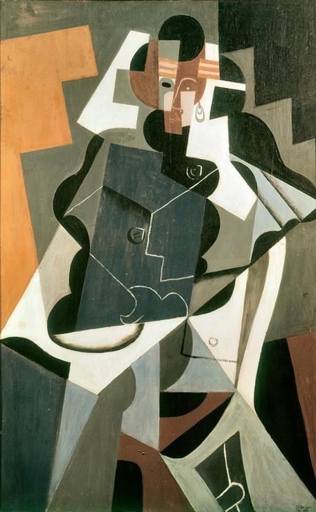 Juan Gris, Figure de femme (Frau,Mensch,Ohrring,Kubismus,Portrait,Künstlerfrau,Spanische Kunst,Abstraktion)