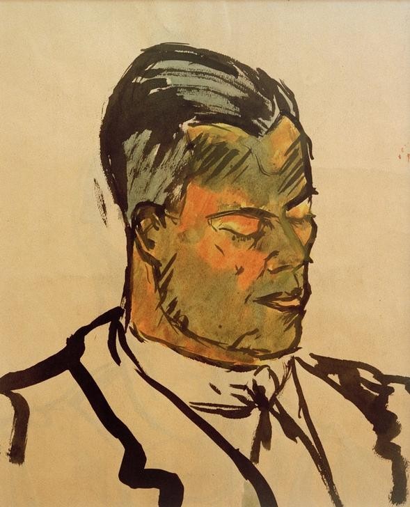Laszlo Moholy-Nagy, Ohne Titel (Mein Bruder Jenö) (Kunst,Mann,Mensch,Portrait,Ungarische Kunst,Kopf,Bruder Von Berühmten,Brustbild)