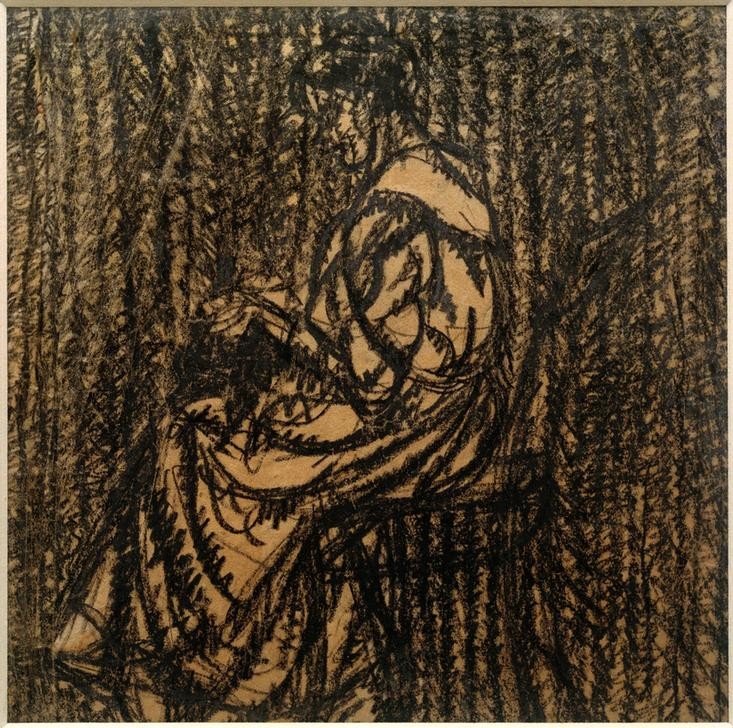 Laszlo Moholy-Nagy, Ohne Titel (Frau bei der Handarbeit) (Frau,Handarbeit,Kunst,Portrait,Ungarische Kunst,Profil,Sitzen)