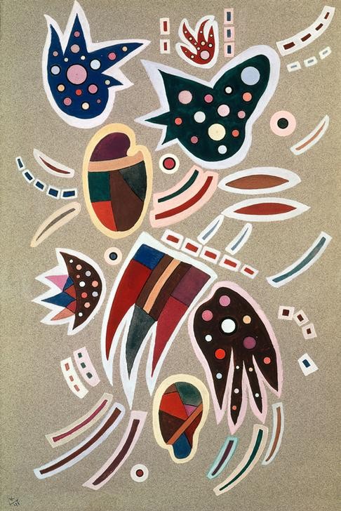 Wassily Kandinsky, Gouache (Bauhaus,Kunst,Expressionismus,Abstrakte Kunst,Russische Kunst,Abstraktion,Farbigkeit,Signatur,Farbe)