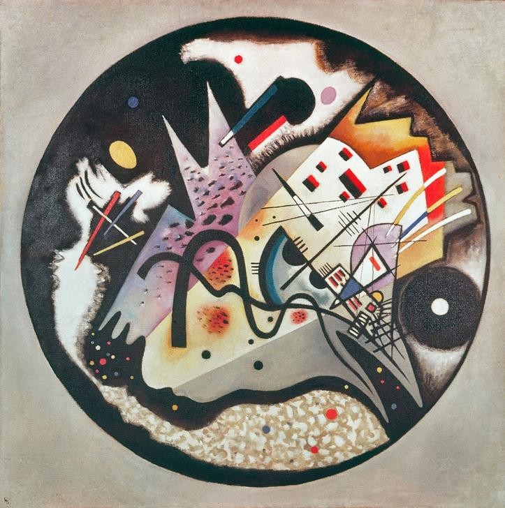 Wassily Kandinsky, Dans le cercle noir (Bauhaus,Geometrie,Kunst,Expressionismus,Abstrakte Kunst,Russische Kunst,Kreis,Abstraktion,Form,Farbigkeit,Signatur,Farbe)