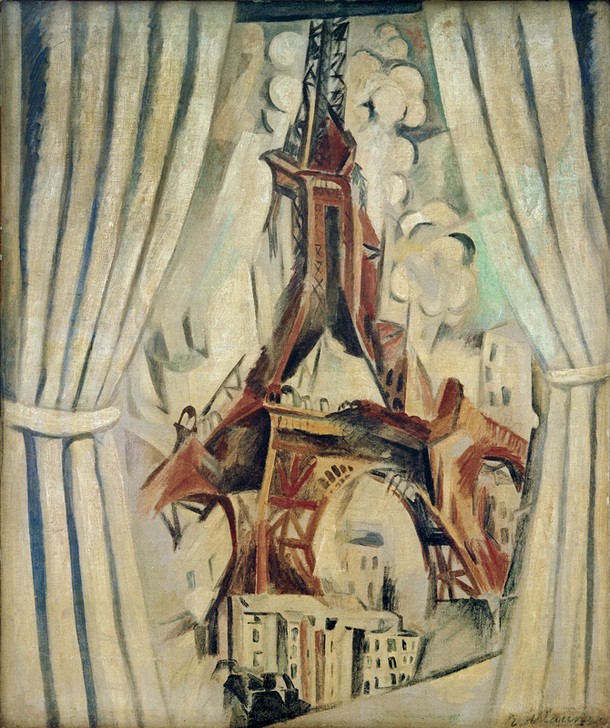 Robert Delaunay, La tour aux rideaux (Architektur,Fenster,Geographie,Turm,Kubismus,Architekturdarstellung,Blick Aus Dem Fenster,Französische Kunst,Vorhang,Topographie)