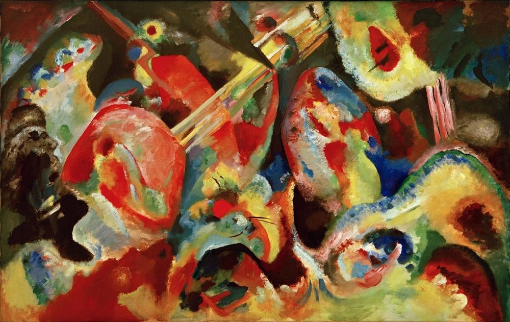 Wassily Kandinsky, Improvisation Sintflut (Kunst,Altes Testament,Bibel,Chaos,Expressionismus,Sintflut,Der Blaue Reiter,Abstrakte Kunst,Russische Kunst,Weltuntergang,Abstraktion,Neue Kuenstlervereinigung Muenchen,Form,Farbigkeit,Jüdisch-Christlich,Farbe)