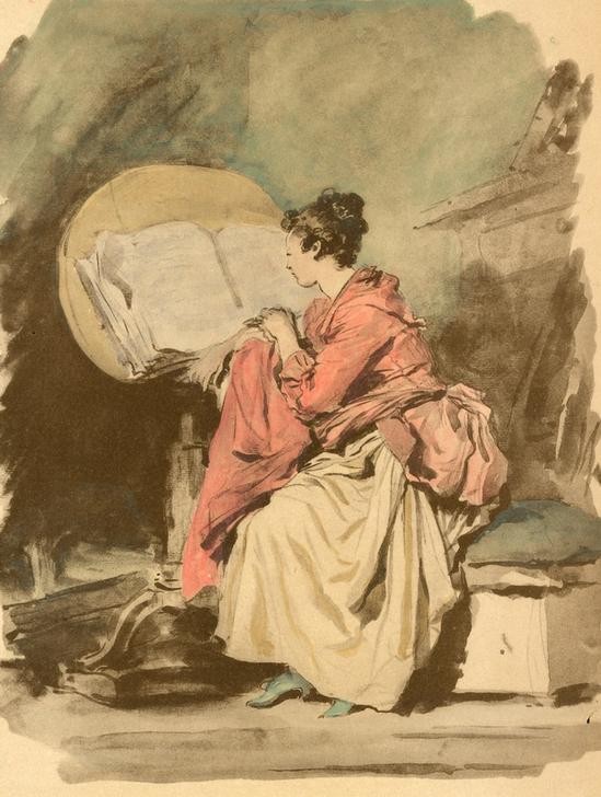 Jean-Honoré Fragonard, Lesendes Mädchen (Buch,Frau,Leser,Literatur,Rokoko,Französische Kunst,Frauenleben,Leserin,Junge Frau,Buch (Aufgeschlagen),Foliant)