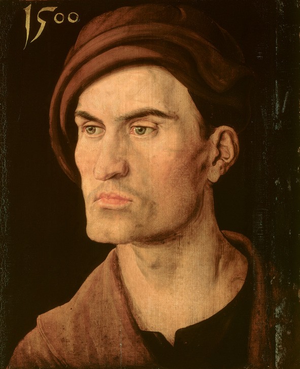 Albrecht Dürer, Bildnis eines jungen Mannes (Deutsche Kunst,Kunst,Mann,Mode,Renaissance,Portrait,Mütze,Junger Mann)