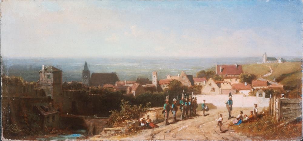 Carl Spitzweg, Altes Städtchen (Deutsche Kunst,Militär,Biedermeier,Kleinstadt)