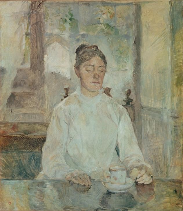 Henri de Toulouse-Lautrec, La mère de l’artiste, comtesse Adèle de Toulouse-Lautrec, e (Essen Und Trinken,Frau,Kaffee,Impressionismus,Frühstück,Portrait,Mutter Von Berühmten,Adel,Französische Kunst,Tasse)