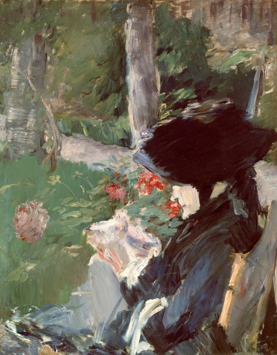 Edouard Manet, Mme Manet mere dans le jardin de Bellevue (Buch,Frau,Garten Und Park,Portrait,Mutter Von Berühmten,Mutter,Französische Kunst,Leserin)