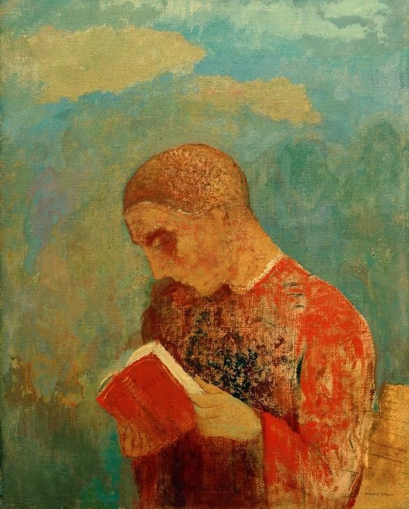 Odilon Redon, Alsace (Buch,Kloster,Leser,Literatur,Mann,Religion,Symbolismus,Lesen (Allgemein),Mönch,Französische Kunst)