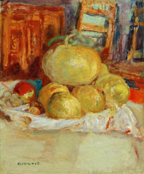 Pierre Bonnard, Nature morte avec fruits (Früchte, Obst, Impressionismus, Stillleben, Französische Kunst, Klassische Moderne, Wunschgröße, Küche, Esszimmer, bunt)