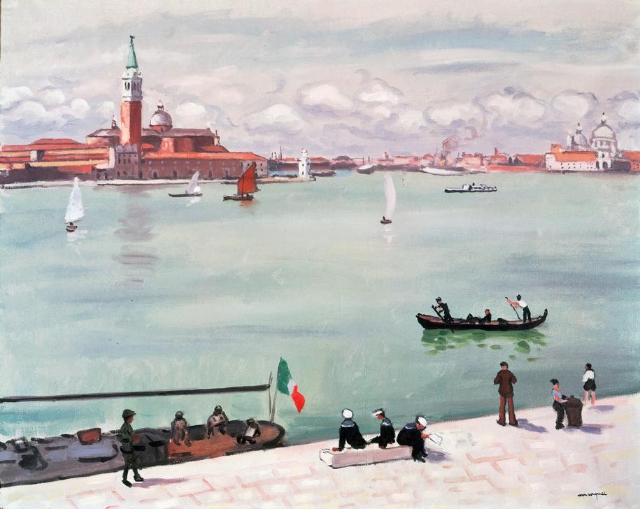 Albert Marquet, Saint-Georges, Venise (Boot,Geographie,Kunst,Landschaft,Segelboot,Fauves,Vedute,Lagune,Französische Kunst,Matrose,Ansicht,Topographie,Quai,Traghetto)