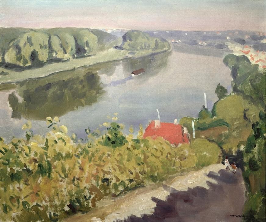 Albert Marquet, La Petite Frette ou La Seine à Herblay (Kunst,Landschaft,Fluss,Spiegelung,Französische Kunst,Ufer)