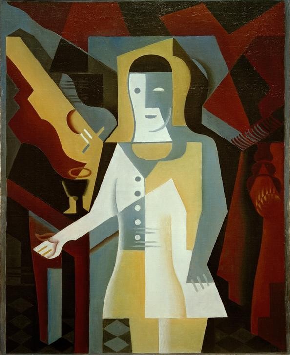 Juan Gris, Pierrot (Commedia Dell'arte,Kunst,Theater,Kubismus,Geometrisch,Spanische Kunst,Pierrot,Abstraktion)