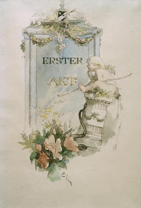 Carl Larsson, Erster Akt (Kunst,Literatur,Theater,Putto,Sturm Und Drang,Schwedische Kunst,Schauspiel,Illustration,Person,Trauerspiel)