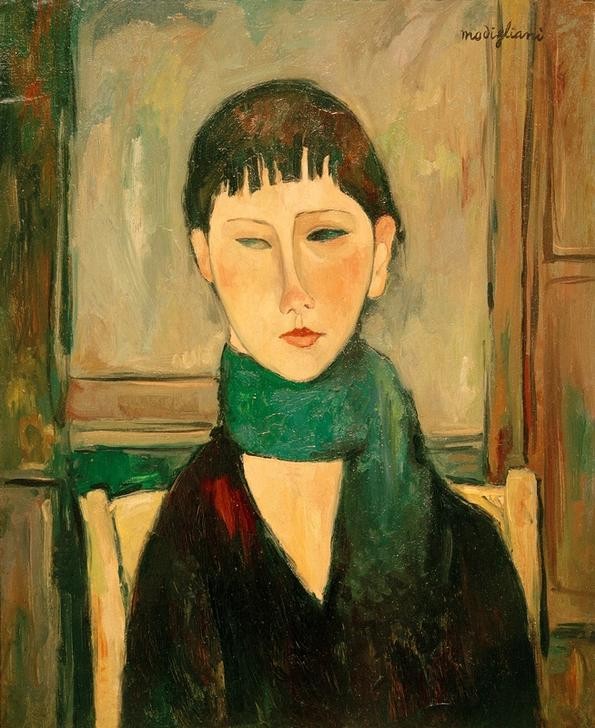 Amedeo Modigliani, Maria (Frau,Mensch,Halstuch,Portrait,Italienische Kunst,Fälschung,Junge Frau,Ecole De Paris,Brustbild)