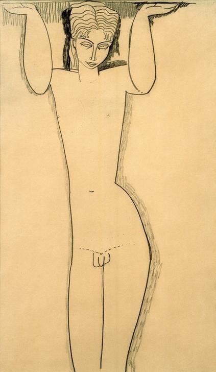Amedeo Modigliani, Nackter junger Mann (Atlas) (Kind,Mythologie,Akt,Italienische Kunst,Knabe,Kniestück,Griechisch-Römische Mythologie)