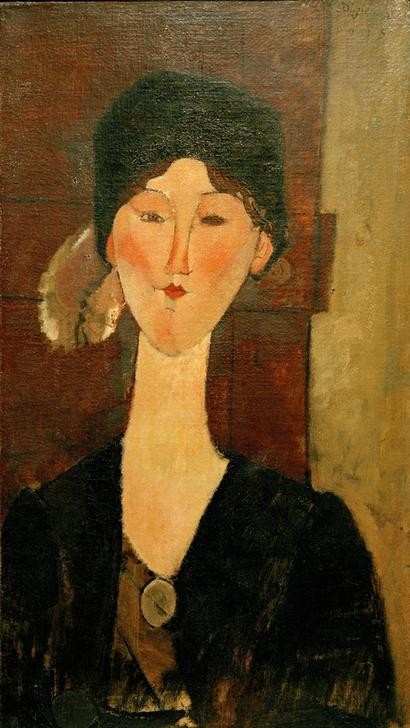 Amedeo Modigliani, Beatrice Hastings vor einer Tür (Literatur,Schriftstellerin,Tür,Italienische Kunst,Ecole De Paris,Brustbild,Person)