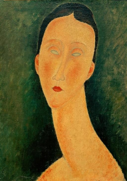 Amedeo Modigliani, Porträt einer Frau (Lunia) (Frau,Mensch,Portrait,Italienische Kunst,Hals,Ecole De Paris)