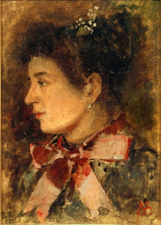Amedeo Modigliani, Medea (Frau,Mensch,Impressionismus,Portrait,Italienische Kunst,Fälschung,Schleife,Profil,Jahrhundertwende,Brustbild)