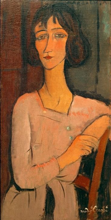 Amedeo Modigliani, Marguerite, sitzend (Frau,Mensch,Portrait,Italienische Kunst,Stuhl,Sitzen,Ecole De Paris,Halbfigur)