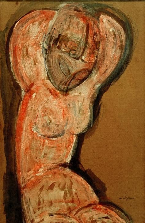 Amedeo Modigliani, Karyatide (Frau,Akt,Italienische Kunst,Sitzen,Karyatide,Ecole De Paris)