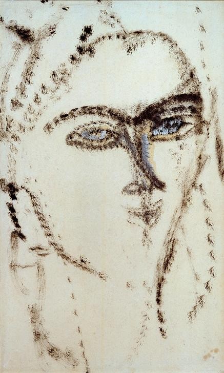 Amedeo Modigliani, Porträt einer Frau (Kiki (?) ) (Frau,Mensch,Portrait,Italienische Kunst,Kopf,Ecole De Paris)