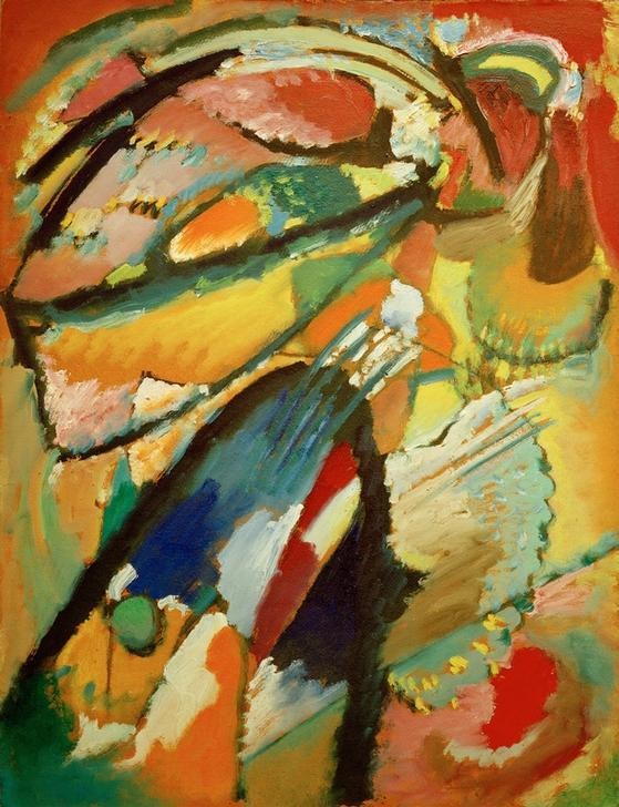 Wassily Kandinsky, Engel des Jüngsten Gerichts (Christentum,Engel,Kunst,Neues Testament,Bibel,Der Blaue Reiter,Jüngstes Gericht,Abstrakte Kunst,Russische Kunst,Abstraktion,Privatsammlung,Farbigkeit)