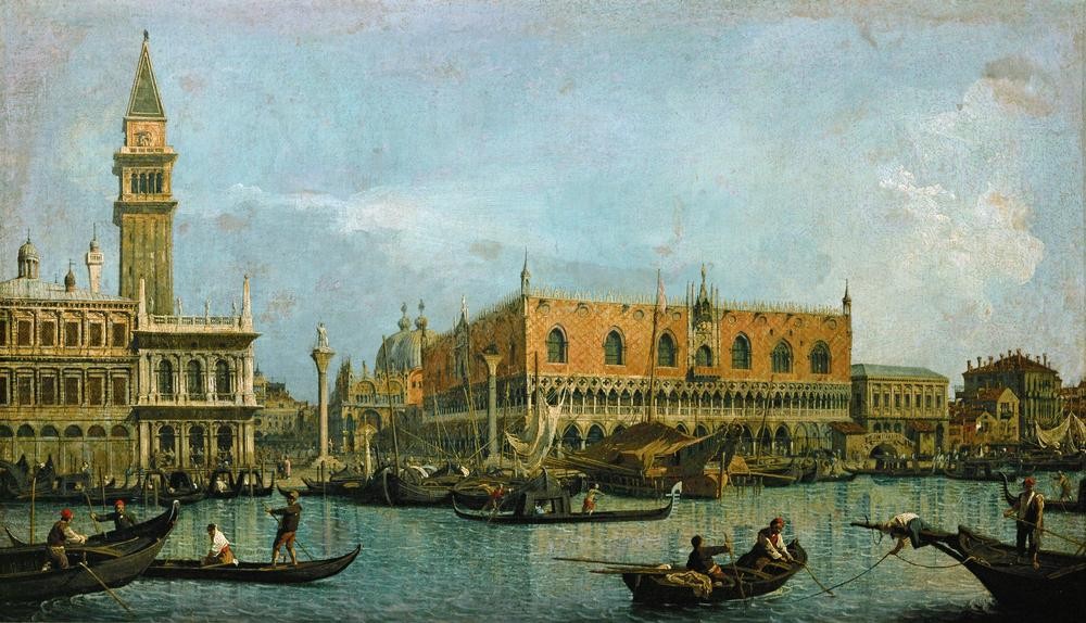 Giovanni Antonio Canaletto, Il Molo vom Bacino di S.Marco (Venedig, Städte, Italien, Paläste, Architektur, Barock, Vedute, Klassiker, Wunschgröße, Wohnzimmer)