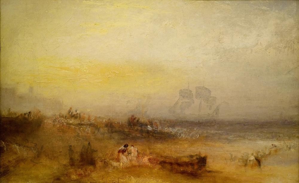 JOSEPH MALLORD WILLIAM TURNER, Der Morgen nach dem Schiffbruch (Kunst,Landschaft,Schiffbruch Und Unglück,Unfall Und Unglück,Tageszeiten,Morgen,Meer,Rettungsboot,Marinemalerei,Sonnenaufgang,Englische Kunst,Überleben,Romantik,Schifffahrt)