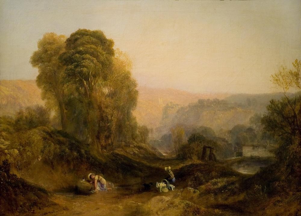 JOSEPH MALLORD WILLIAM TURNER, Landschaft in Derbyshire (Kunst,Landschaft,Baum,Englische Kunst,Romantik)